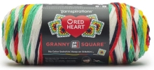 Red Heart Granny Squares - Soft White Green Scream